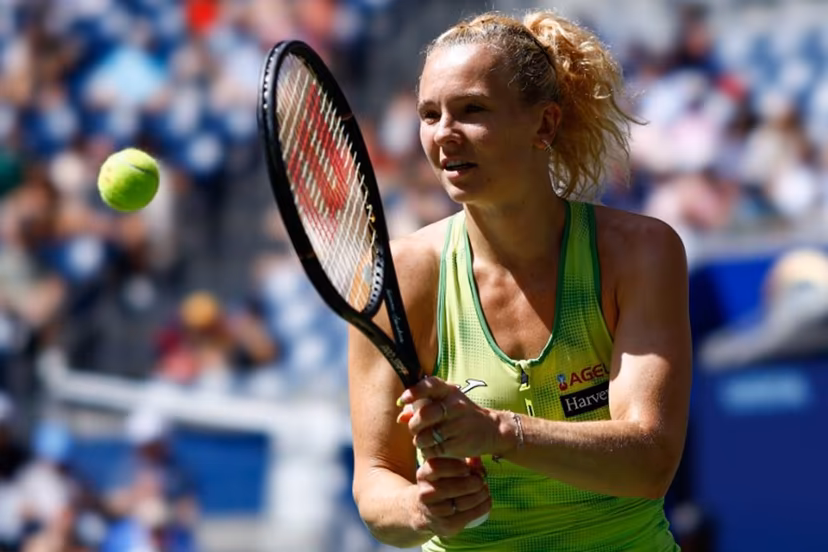 Czech Republic's Katerina Siniakova hits a return to Japan's Naomi Osaka during their women's singles second round tennis match on day five of the US Open tennis tournament at the USTA Billie Jean King National Tennis Center in New York City on September 3, 2026. kena betancur / AFP