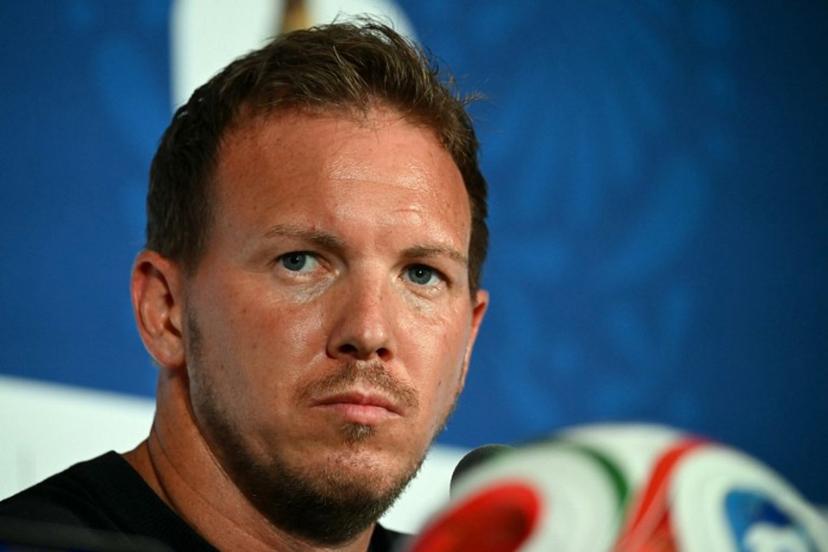 Germany's head coach Julian Nagelsmann gives a press conference at the Houston Stadium in Houston on June 13, 2026, on the eve of the 2026 World Cup football match between Germany and Curacao. RONALDO SCHEMIDT / AFP