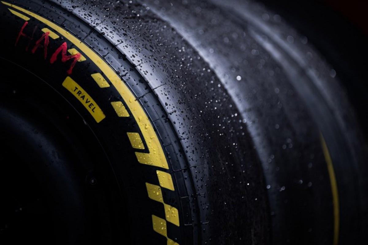 This photograph shows Pirelli's tires ahead of the Formula One Dutch Grand Prix at The Circuit Zandvoort, western Netherlands, on August 20, 2026. JOHN THYS / AFP