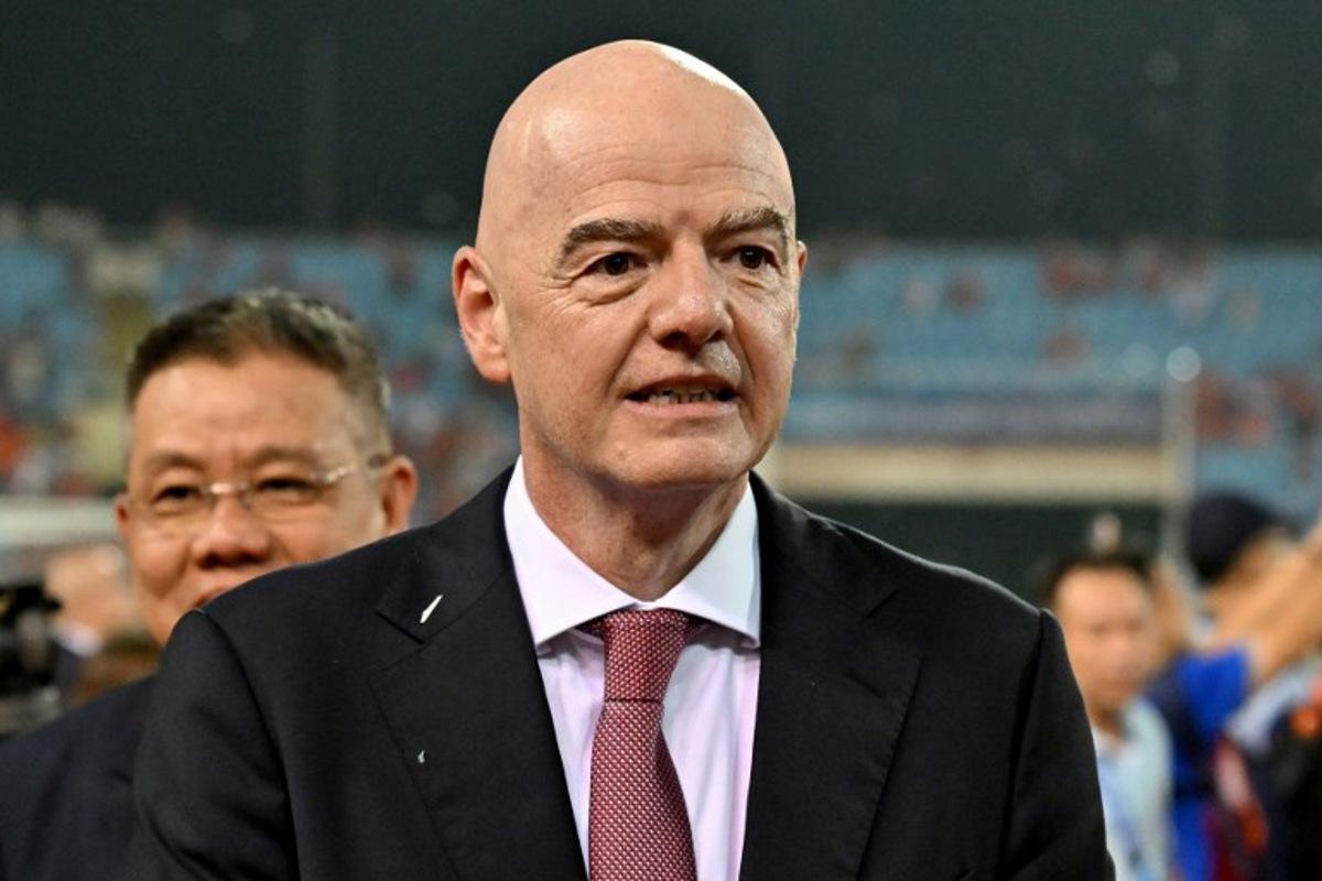 FIFA President Gianni Infantino looks on during the award ceremony at the end of the ASEAN Championship Cup 2026 final football match between Vietnam and Thailand in My Dinh National Stadium in Hanoi on August 26, 2026. Nhac NGUYEN / AFP