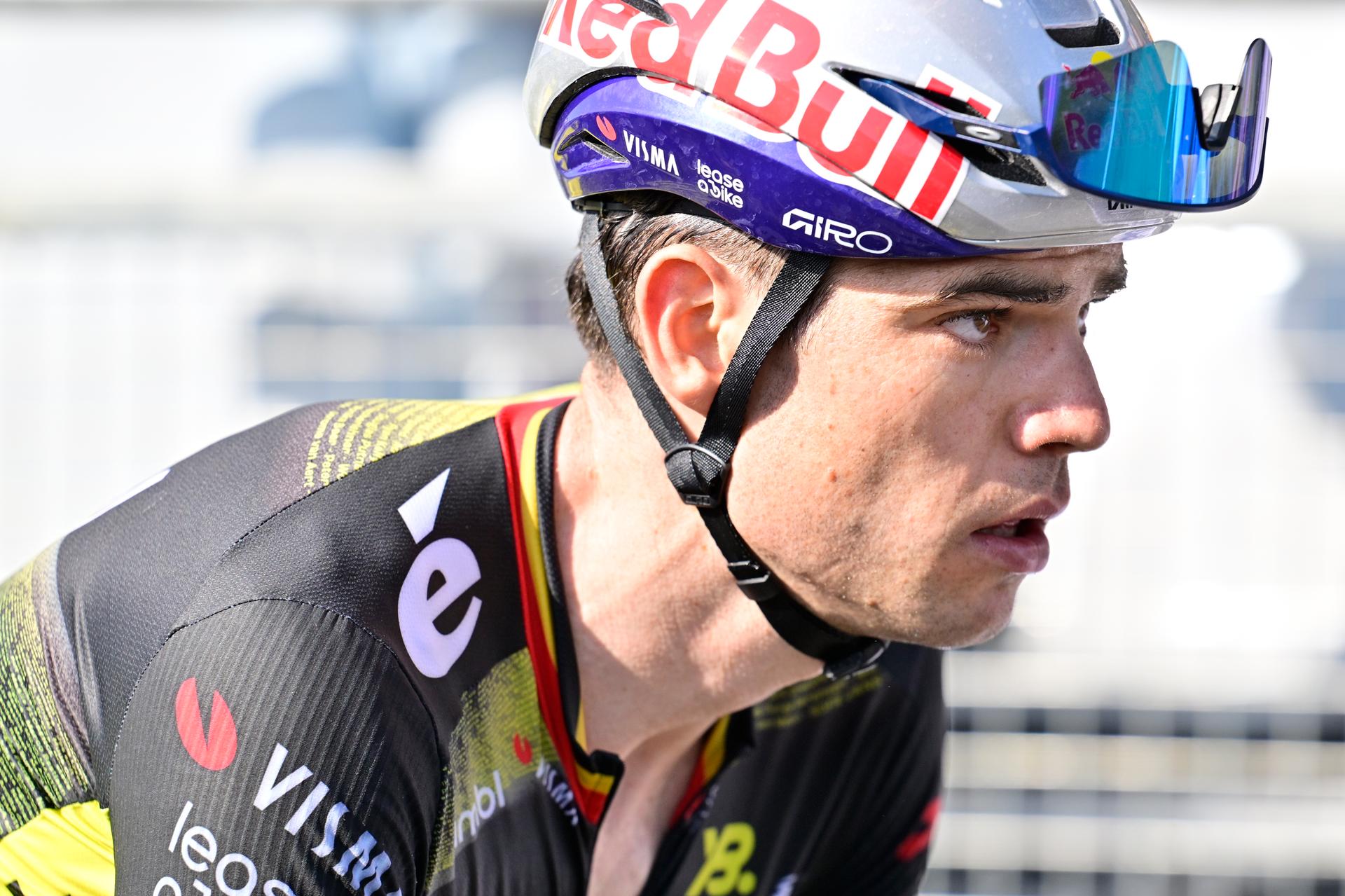Belgian Wout van Aert of Team Visma-Lease a Bike crosses the finish line of stage 12 of the 2025 Tour de France cycling, from Auch to Hautacam (181 km), on Thursday 17 July 2025 in France. The 112th edition of the Tour de France starts on Saturday 5 July in Lille, France, and will finish in Paris, France on the 27th of July. BELGA PHOTO DIRK WAEM