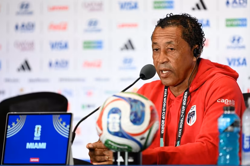 Cape Verde's head coach Bubista gives an MD-1 press conference at the Miami Stadium in Miami Gardens on July 2, 2026, on the eve of the 2026 World Cup round of 32 football match between Argentina and Cape Verde. CHANDAN KHANNA / AFP