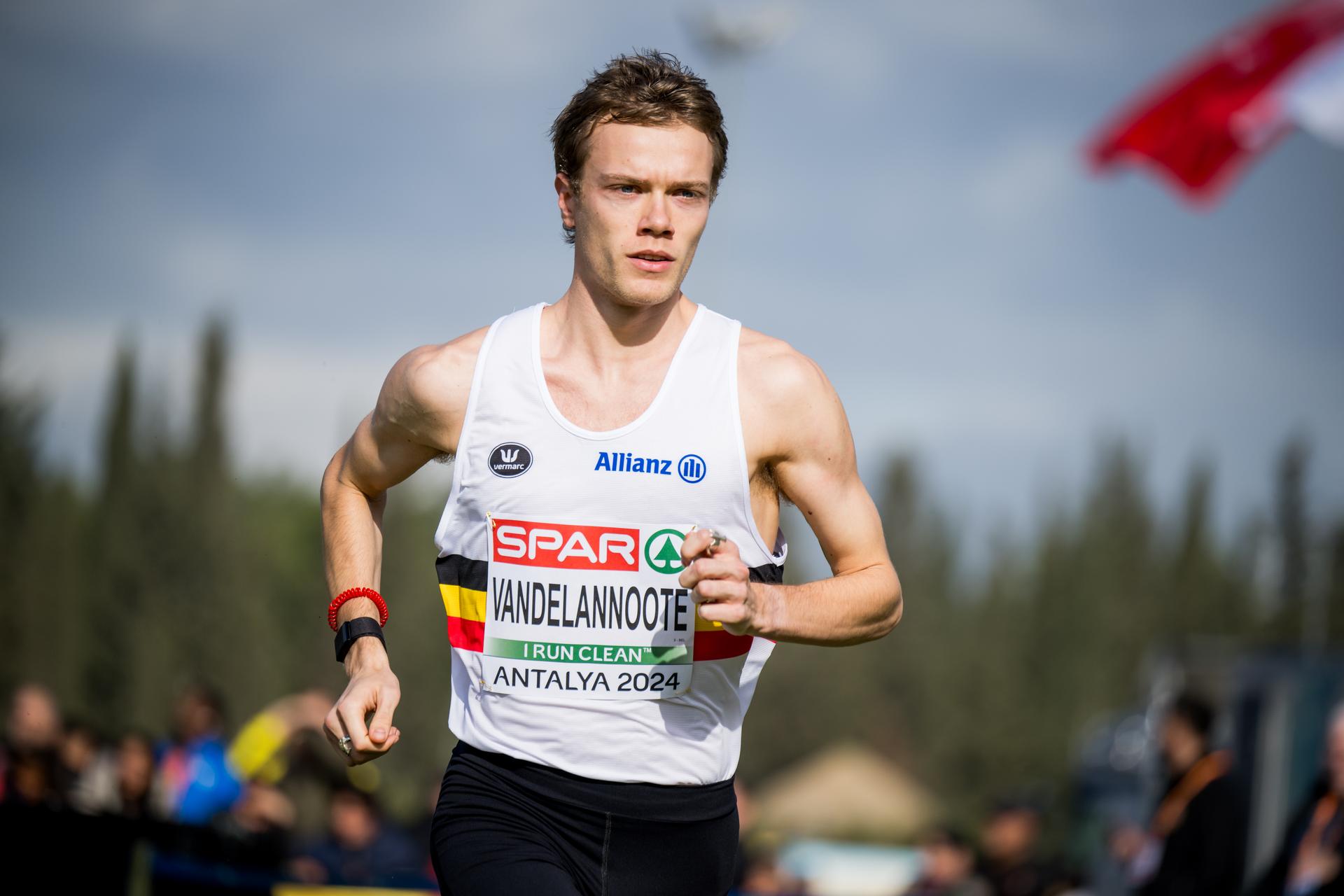 Tibaut Vandelannoote pictured in action during the mixed relay race of the European ross country running championships event in Antalya, Turkey, Sunday 08 December 2024. BELGA PHOTO JASPER JACOBS