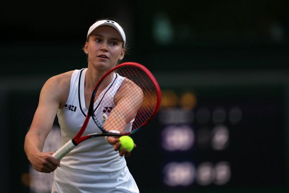 Kazakhstan's Elena Rybakina serves to US player Caty McNally during their women's singles second round tennis match on the fourth day of the 2026 Wimbledon Championships at The All England Lawn Tennis and Croquet Club in Wimbledon, southwest London, on July 2, 2026. Adrian Dennis / AFP