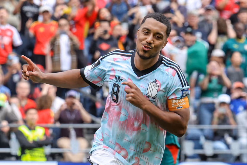 Belgium's Youri Tielemans celebrates after scoring during a soccer game between Belgian national team Red Devils and Senegal, on Wednesday 01 July 2026, at the Seattle Field, in Seattle, a 1/16 finals game in the FIFA World Cup 2026. BELGA PHOTO BRUNO FAHY
