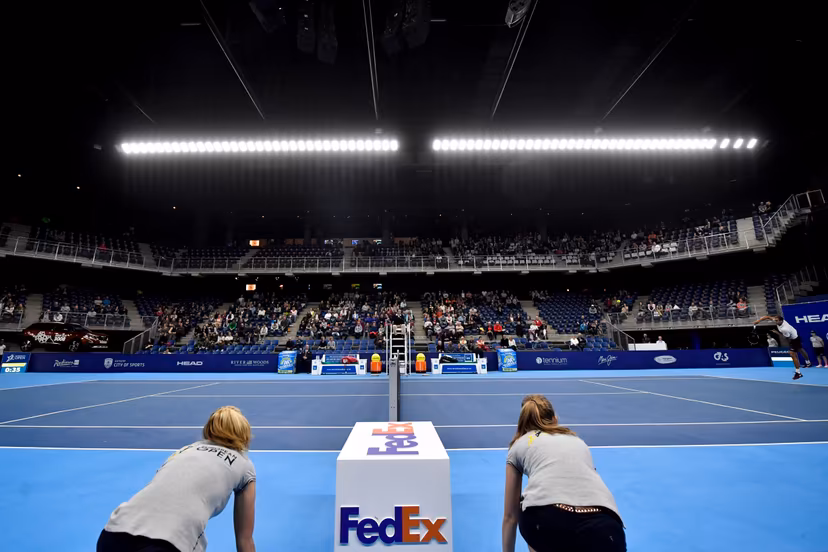 Illustration picture shows the quarter final match between Belgian David Goffin (ATP12) and Romanian Marius Copil (ATP194) at the first edition of the European Open - ATP Antwerpen on hardcourt, from 17 to 23 October, in Antwerp, Friday 21 October 2016. BELGA PHOTO DIRK WAEM