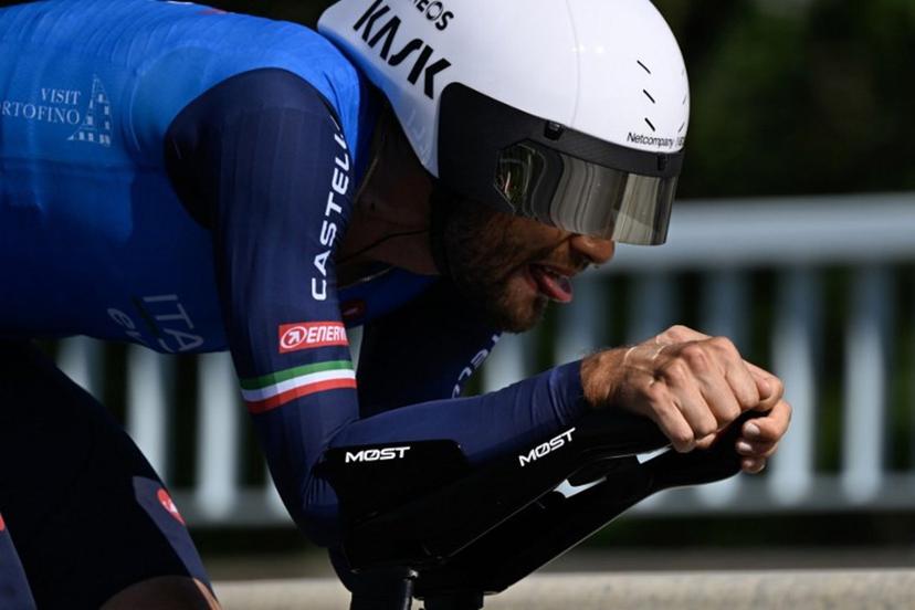Italy's Filippo Ganna competes in the Men's Elite individual time trial during 2026 Union Cycliste Internationale (UCI) Road World Championships in Montreal, Quebec, on September 20, 2026. Andrej Ivanov / AFP