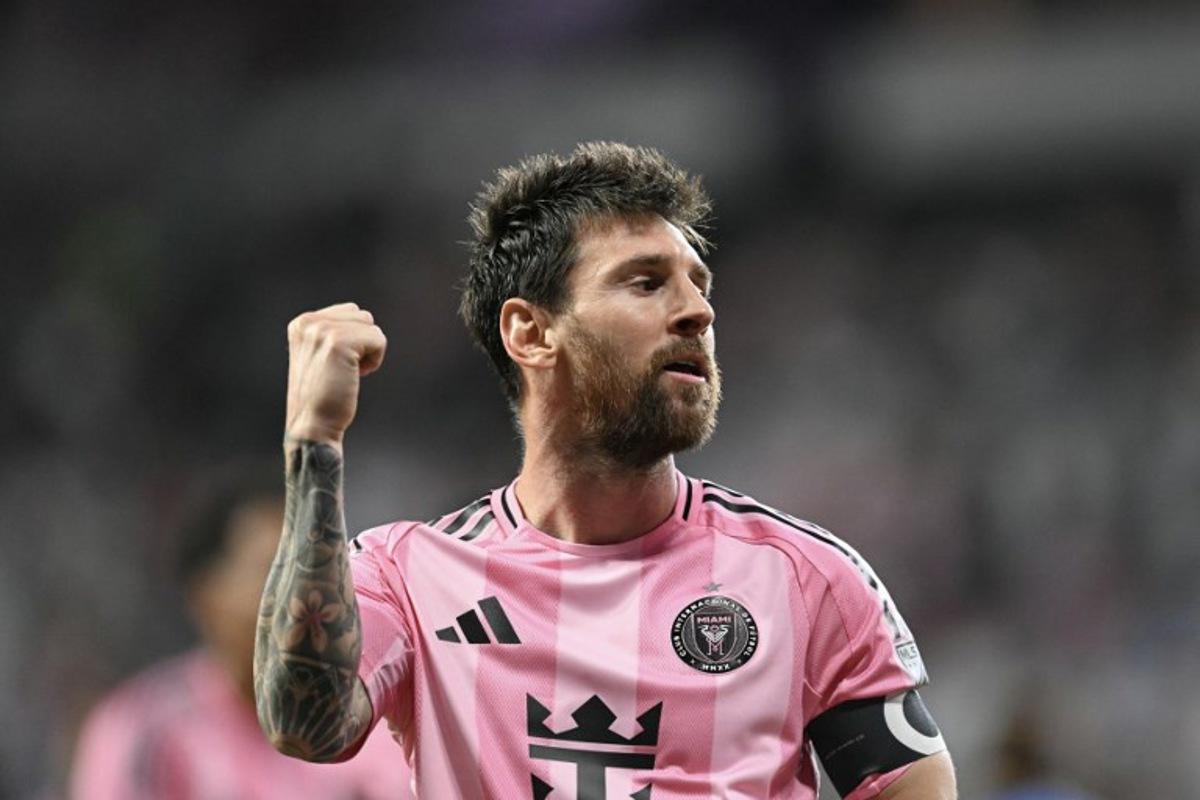 Inter Miami's Argentine forward #10 Lionel Messi reacts during the Major League Soccer (MLS) regular season football match between Inter Miami CF and CF Montreal at Nu Stadium in Miami, Florida, on August 29, 2026. CHANDAN KHANNA / AFP