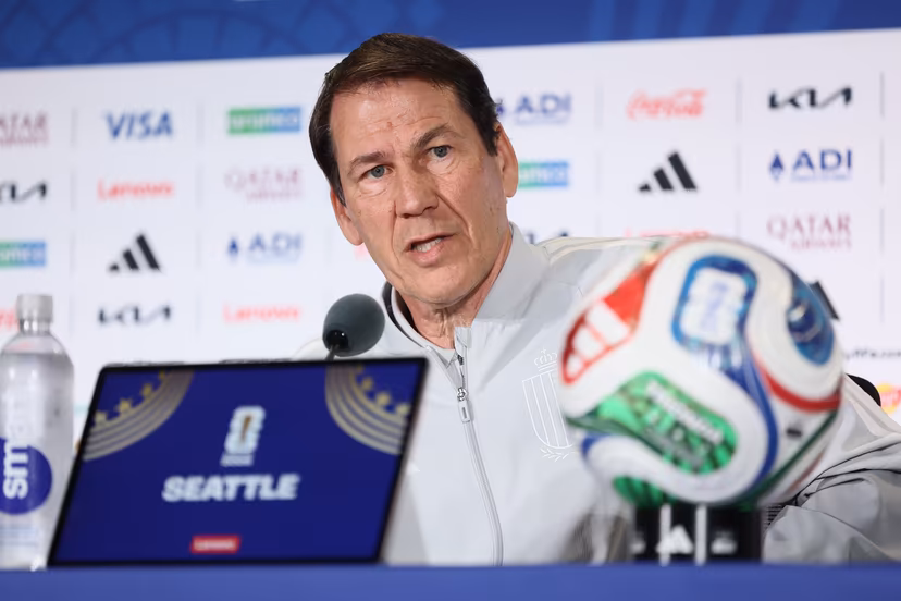 Belgium's head coach Rudi Garcia pictured during a press conference of Belgian national soccer team Red Devils, on Sunday 05 July 2026 in Lumen Field stadium in Seattle, USA. The Rode Duivels - Diables Rouges qualified for the knockout stage of the 2026 FIFA World Cup, where they'll meet USA in the round of 16 on July 6th. BELGA PHOTO BRUNO FAHY