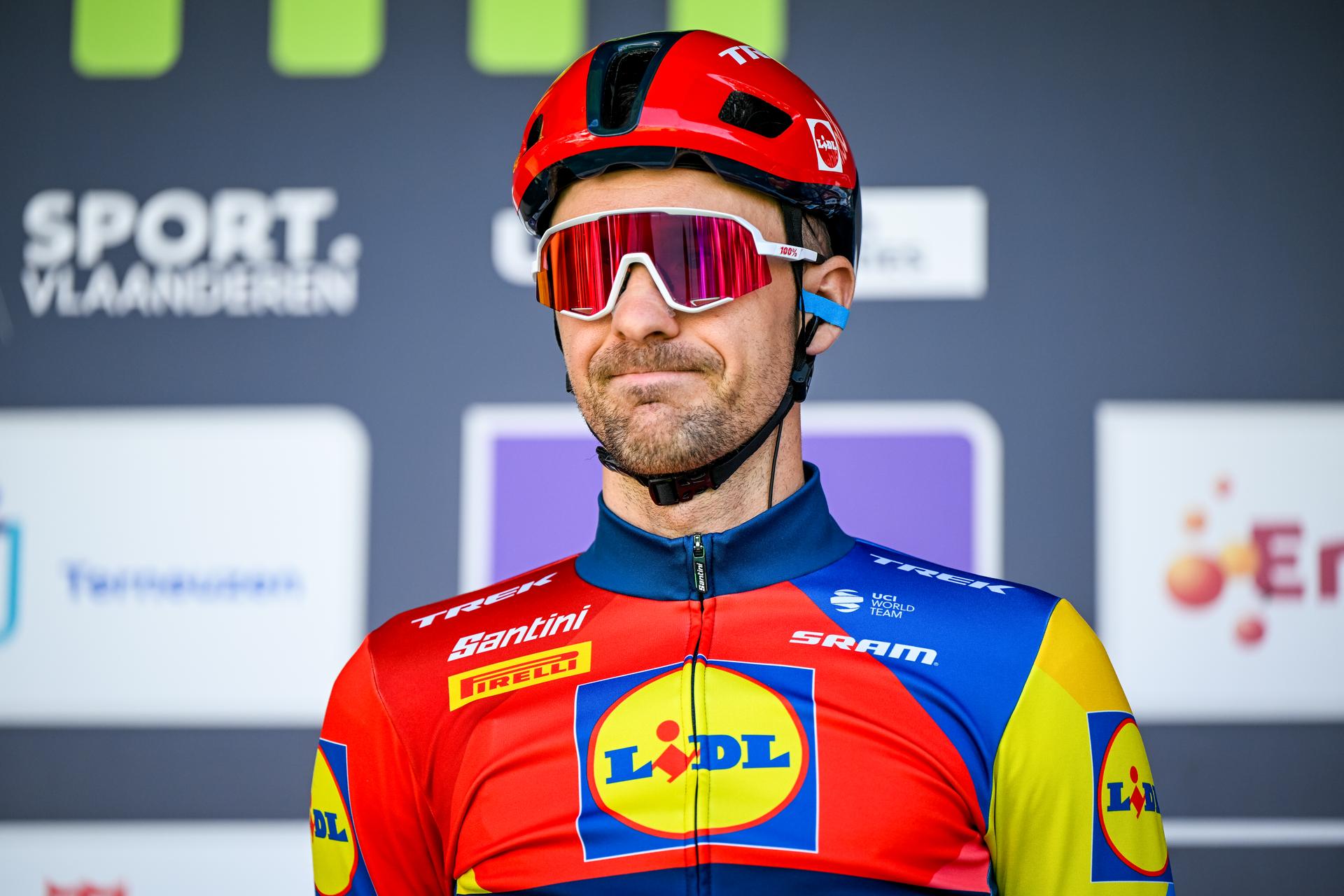 Belgian Edward Theuns of Lidl-Trek pictured at the start of the men's race of the 113th edition of the 'Scheldeprijs' one day cycling event, 202,8 km from Terneuzen, the Netherlands to Schoten, Belgium on Wednesday 09 April 2025. BELGA PHOTO TOM GOYVAERTS