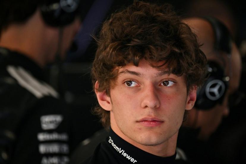 Mercedes' Italian driver Kimi Antonelli reacts in the garage before taking part in the third practice session at the Spa-Francorchamps circuit, in Spa, ahead of the Formula One Belgian Grand Prix, on July 18, 2026. Andrej ISAKOVIC / AFP