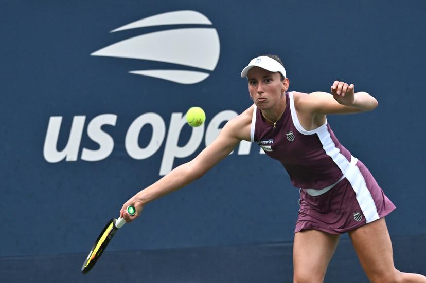 Elise Mertens of Belgium plays against Kaitlin Quevedo of Spain during the Women's singles Round 1 of the 2026 US Open Tennis Championship, USTA Billie Jean King National Tennis Center in Flushing Meadow-Corona Park, in the Queens borough of New York, NY, September 1, 2026. (Photo by Anthony Behar/Sipa USA) BELGA PHOTO BENELUX ONLY