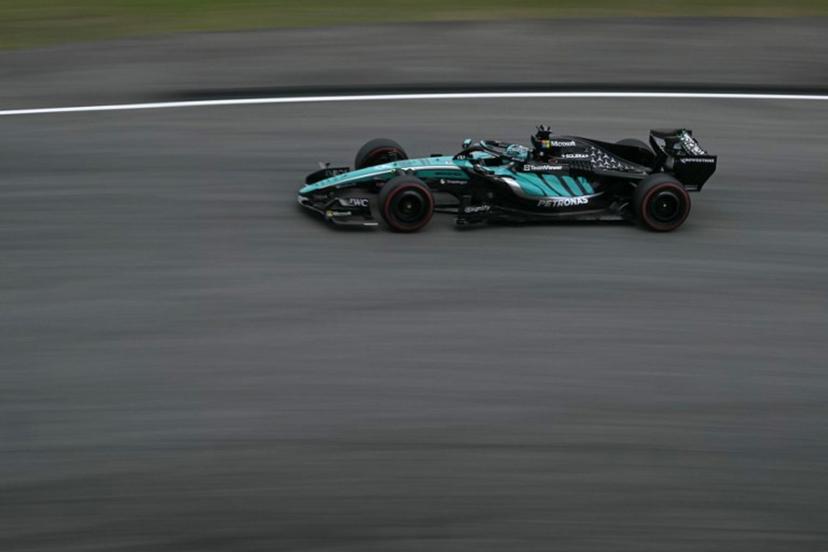 Mercedes' Italian driver Kimi Antonelli steers his car during the third practice session ahead of the Formula One Bahrain Grand Prix in Sepang on October 3, 2026. Lillian SUWANRUMPHA / AFP