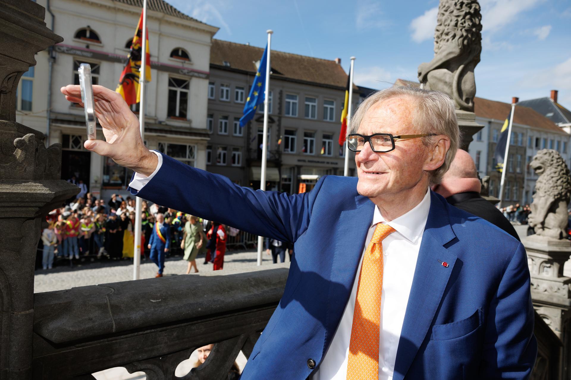 Flemish industrial Willy Naessens pictured during a royal visit to Oudenaarde, Tuesday 19 March 2024, part of a visit to the province of East Flanders. BELGA PHOTO KURT DESPLENTER