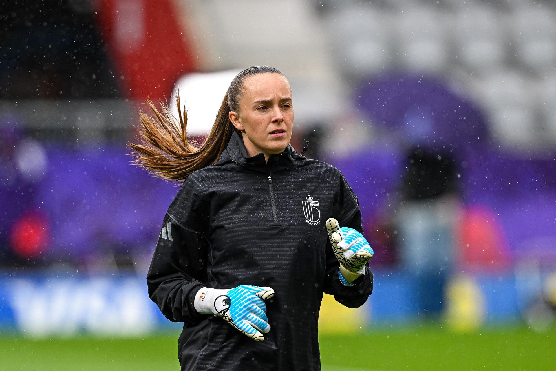 Lisa LICHTFUS of Belgium warming up prior to the women's UEFA Euro 2025 match between Spain and Belgium at Stockhorn Arena on July 7, 2025 in Thun, Switzerland. (Photo by Baptiste Fernandez/Icon Sport) BENELUX ONLY