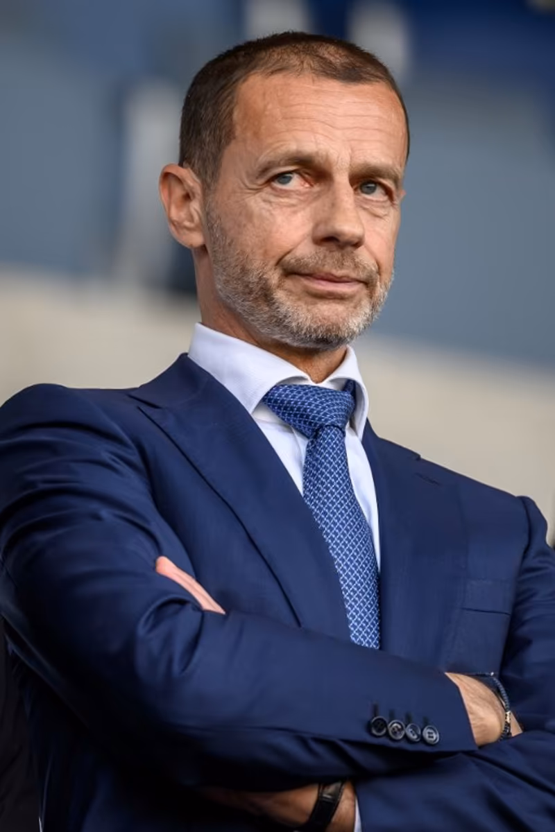 UEFA president Aleksander Ceferin looks on before the UEFA Youth League final football match between Club Brugge and Real Madrid at Stade de la Tuiliere in Lausanne, on April 20, 2026. Fabrice COFFRINI / AFP