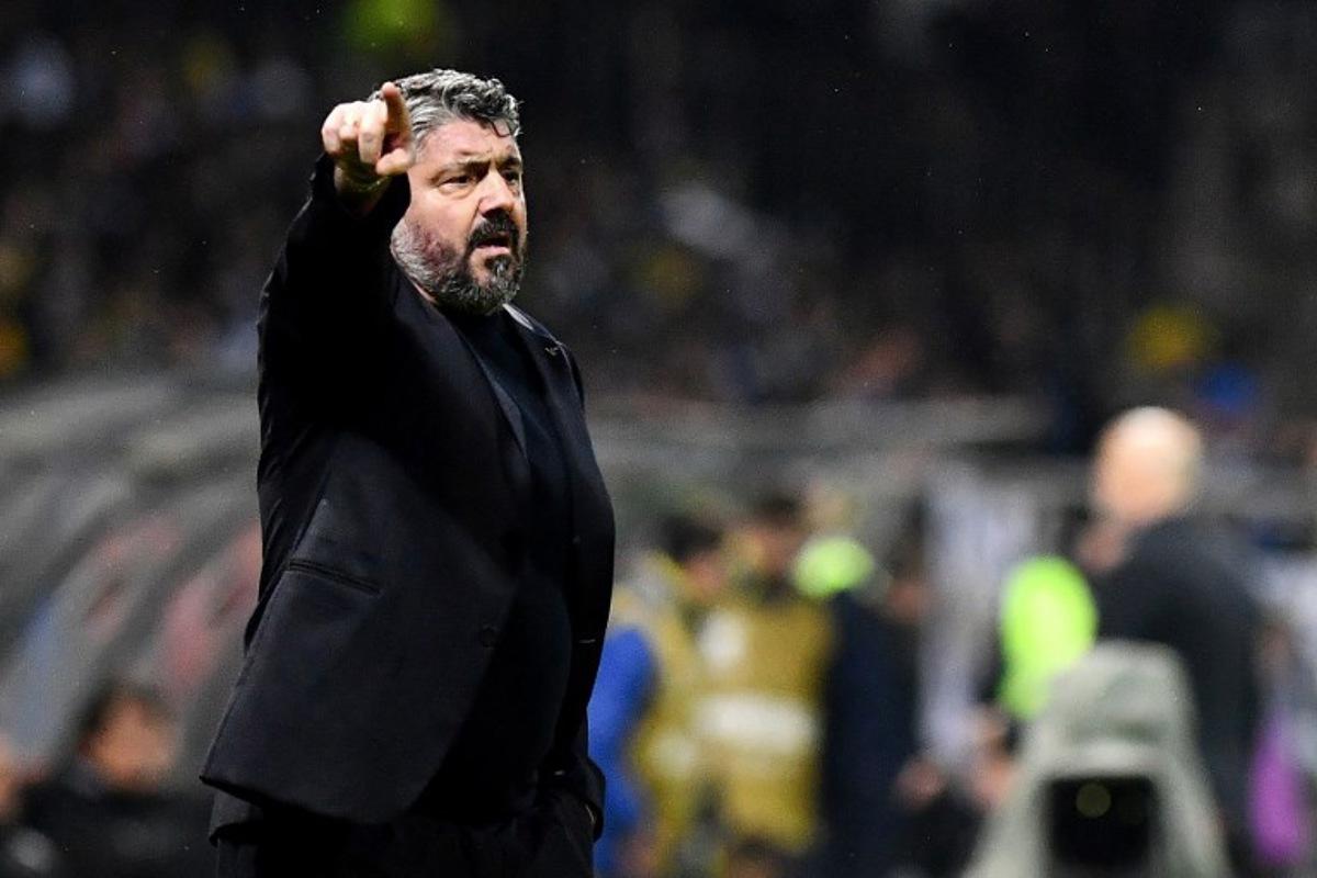 Italy's headcoach Gennaro Gattuso gestures during the FIFA World Cup 2026 European qualification final football match between Bosnia-Herzegovina and Italy at the Bilino-Polje stadium in Zenica on March 31, 2026. ELVIS BARUKCIC / AFP