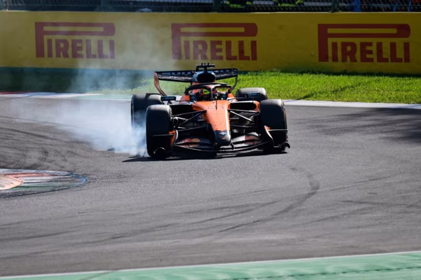 smoke billows from the car of McLaren's Australian driver Oscar Piastri during the qualifying session of the Italian Formula One Grand Prix at the Autodromo Nazionale Monza circuit in Monza, northern Italy on September 5, 2026. Andrej ISAKOVIC / AFP