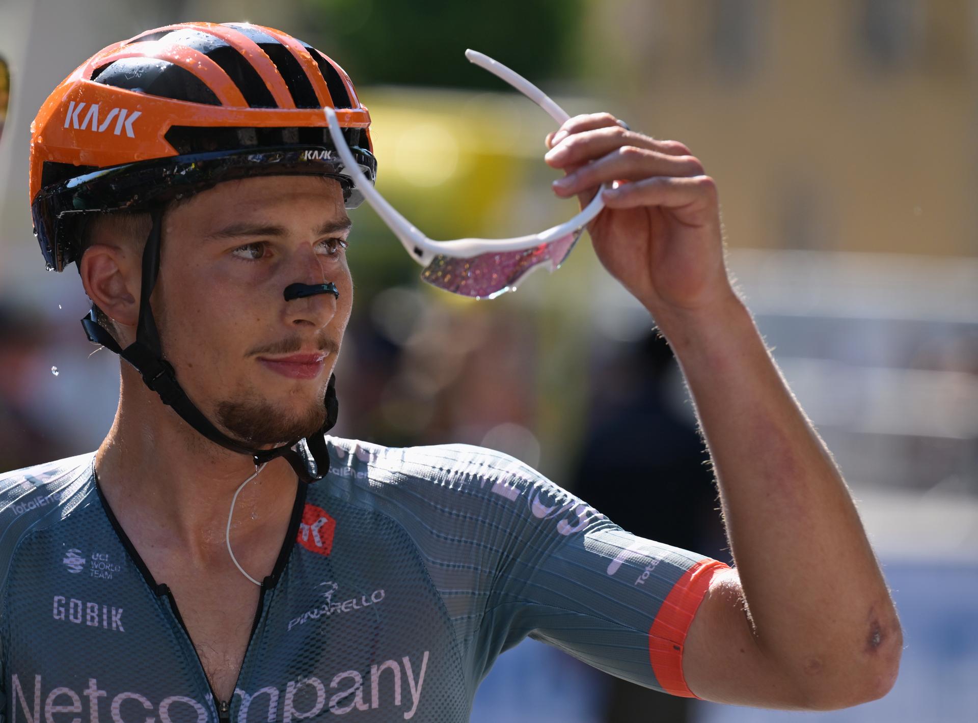 French Kevin Vauquelin of Netcompany-INEOS pictured after stage 4 of the 2026 Tour de France cycling race, a stage of 181,9km from Carcassonne to Foix, on Tuesday 07 July 2026. The 113th edition of the Tour de France starts on Saturday 4 July in Barcelona, Spain, and will finish in Paris, France on the 26th of July. BELGA PHOTO DAVID PINTENS