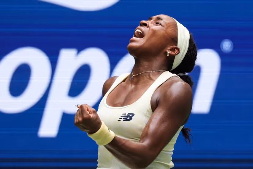 USA's Coco Gauff reacts when playing against Russia's Mirra Andreeva during their women's singles quarter-final tennis match on day eleven of the US Open tennis tournament at the USTA Billie Jean King National Tennis Center in New York on September 9, 2026. TIMOTHY A. CLARY / AFP
