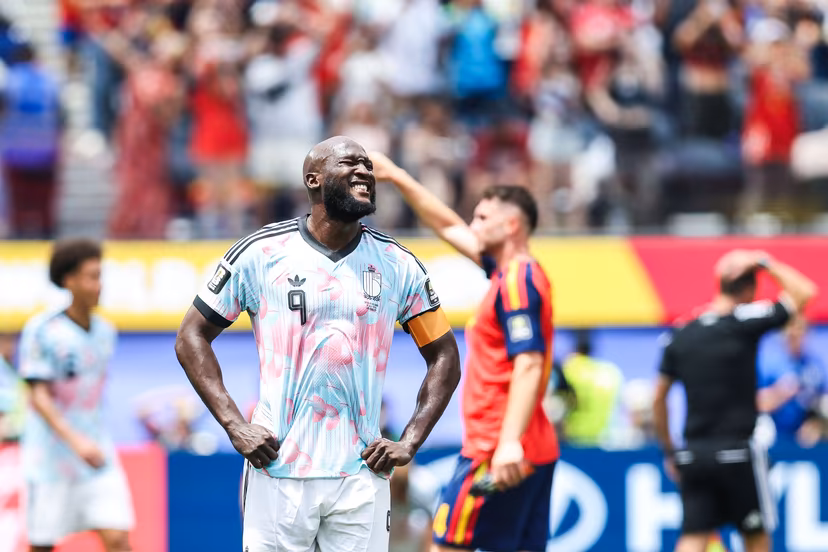 Belgium's Romelu Lukaku looks dejected after losing a soccer game between Spain and Belgian national team Red Devils, on Friday 10 July 2026 in Los Angeles, USA, in the 1/4 finals of the FIFA World Cup 2026. BELGA PHOTO BRUNO FAHY