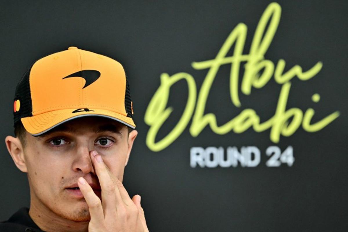 McLaren's British driver Lando Norris attend a press conference ahead of the Abu Dhabi Formula One Grand Prix at the Yas Marina Circuit in Abu Dhabi on December 4, 2025. Giuseppe CACACE / AFP