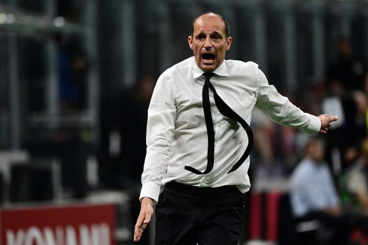 AC Milan's Italian coach Massimiliano Allegri reacts during the Italian Serie A football match between AC Milan and Cagliari at the San Siro Stadium in Milan on May 24, 2026. Piero CRUCIATTI / AFP