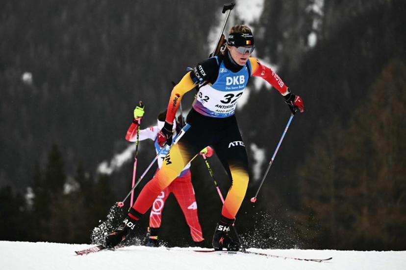 Belgium's Maya Cloetens competes in the women's 7.5km sprint event of the IBU Biathlon World Cup in Antholz-Anterselva, Italy, on January 23, 2025. Marco BERTORELLO / AFP