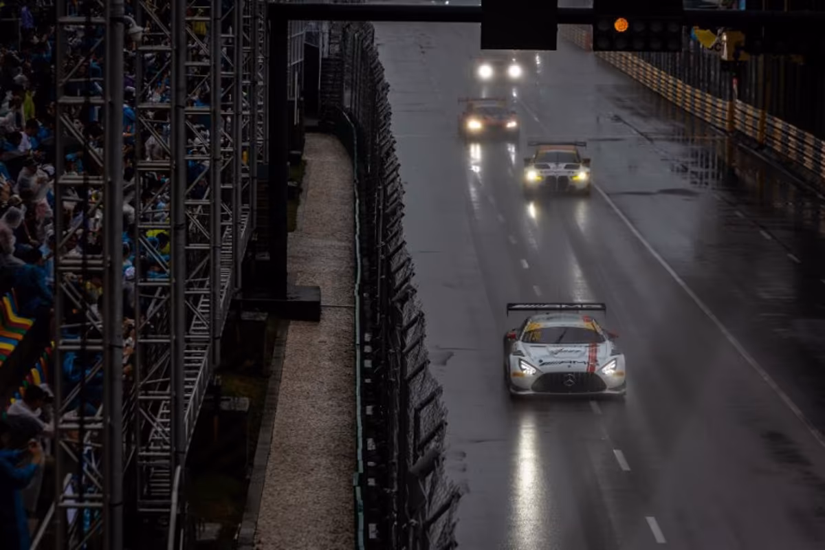 Mercedes-AMG Team GMR German driver Maro Engel drives his BMW M4 GT3 during the FIA GT World Cup race of the 71st Macau Grand Prix in Macau on November 17, 2024. Eduardo Leal / AFP