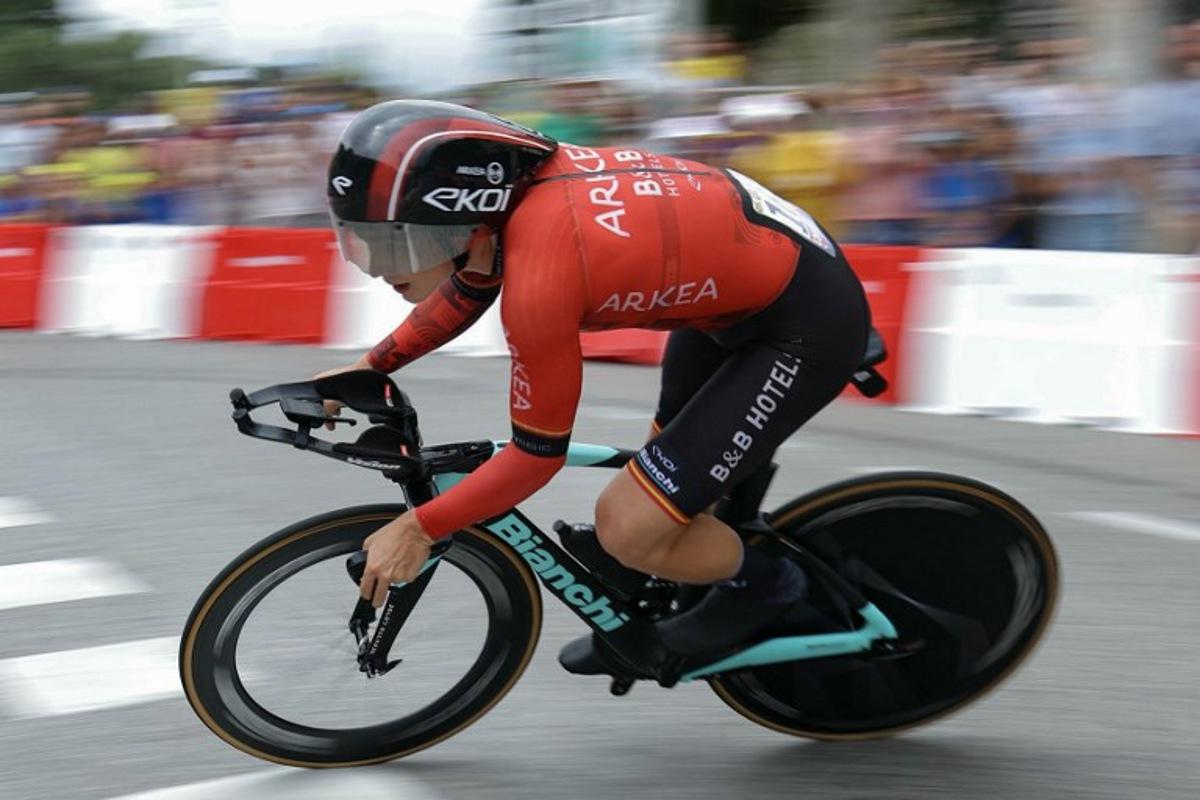 Arkea - B&B Hotels team's Spanish rider Raul Garcia Pierna cycles during the 21st and final stage of the 111th edition of the Tour de France cycling race, a 33,7 km individual time-trial between Monaco and Nice on the French Riviera, on July 21, 2024. Thomas SAMSON / AFP
