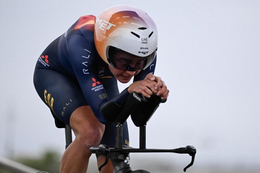 Spain's Paula Blasi competes during the 2026 Union Cycliste Internationale (UCI) Road World Championships in Montreal, Quebec, on September 20, 2026. Andrej Ivanov / AFP