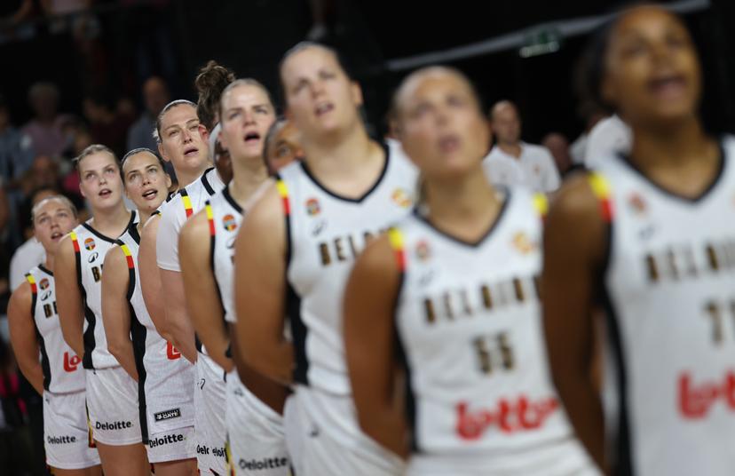 Belgium's Emma Meesseman pictured at the start of a friendly basketball international game between Belgian Cats and Japan, in Oostende, on Friday 28 August 2026. BELGA PHOTO VIRGINIE LEFOUR