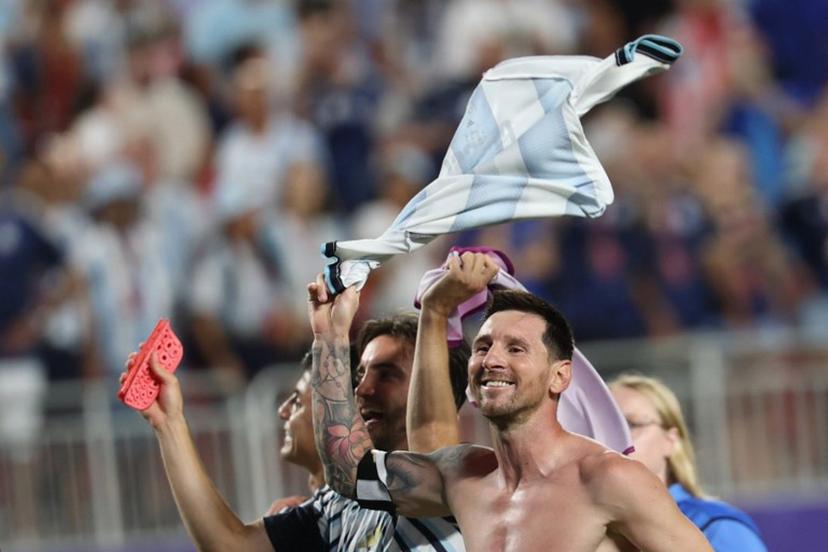 Argentina's forward #10 Lionel Messi celebrates the 3-1 victory over Switzerland at the end of the 2026 World Cup football tournament quarter-final match between Argentina and Switzerland at the Kansas City Stadium in Kansas City on July 11, 2026. Odd ANDERSEN / AFP