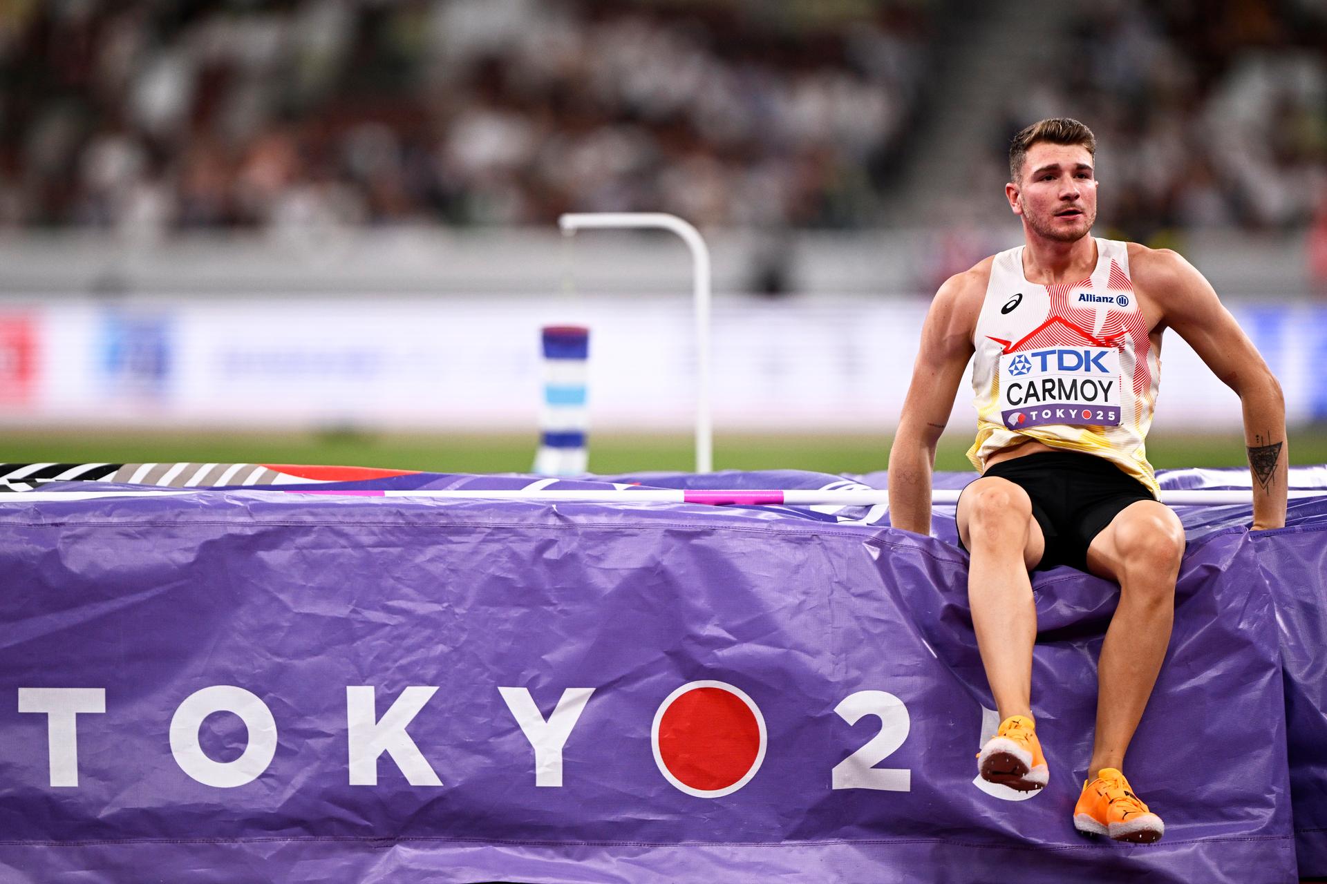 Belgian Thomas Carmoy pictured during the high jump men final, at the World Athletics Championships in Tokyo, Japan, on Tuesday 16 September 2025. The outdoor Worlds are taking place from 13 to 21 September. BELGA PHOTO JASPER JACOBS