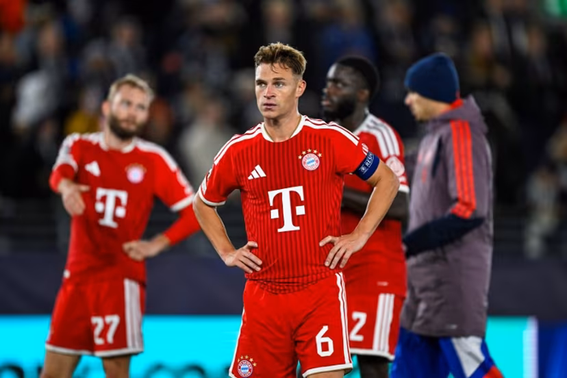 Bayern Munich's German midfielder #06 Joshua Kimmich reacts after the UEFA Champions League football match between Viking FK and FC Bayern Munich in Stavanger, Norway on October 13, 2026. The match ended in a 3-3 draw. Carina Johansen / NTB / AFP