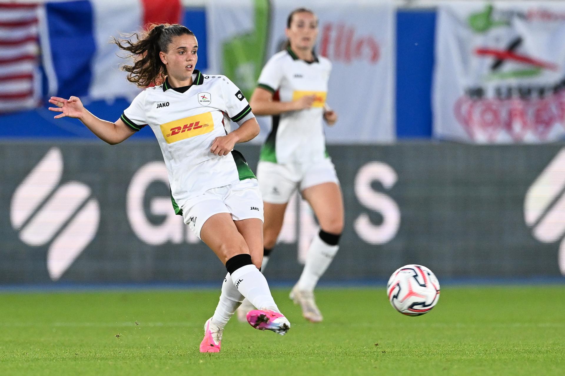 OHL's Jeslynn Kuijpers is pictured in action during a game between Oud-Heverlee Leuven Women and Poland women team Czarni Sosnowiec, Wednesday 2 September 2026 in Leuven, a return leg in the third round qualification game in the UEFA Women's Champions League. OHL Women won 1-4 the first leg. BELGA PHOTO JILL DELSAUX