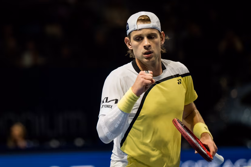 Zizou Bergs of Belgium celebrates during the European Open ATP tennis tournament in Brussels, on Friday 23 October 2026. This year's edition of the tournament is taking place from 17 to 25 October BELGA PHOTO JASPER JACOBS