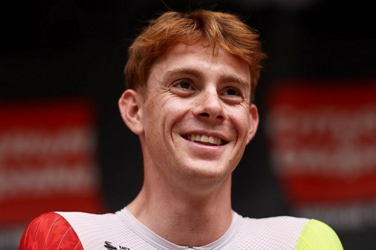 Intermarché - Wanty's French rider Louis Barré reacts prior to the 8th and final stage of the 77th edition of the Criterium du Dauphine cycling race, 133,3 km between Val-d'Arc and Val-Cenis - Plateau du Mont Cenis, on June 15, 2025. Anne-Christine POUJOULAT / AFP