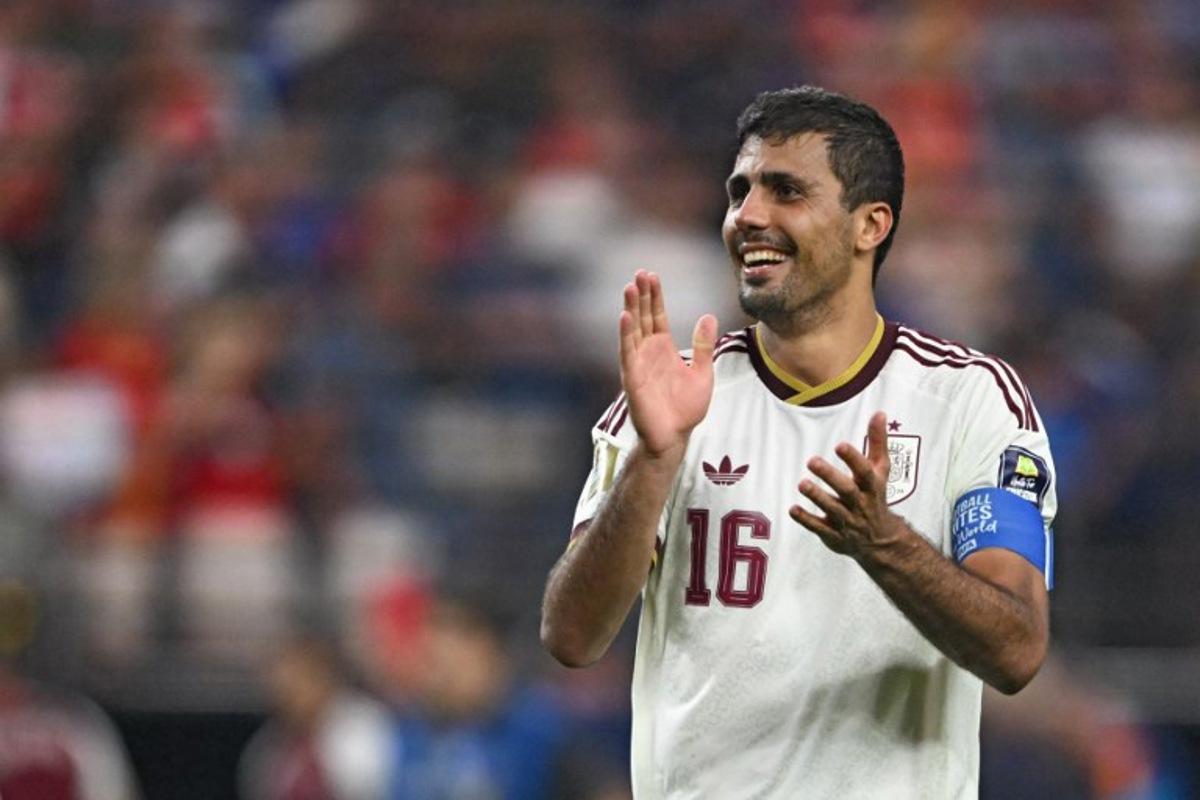 Spain's midfielder #16 Rodri celebrates after his team won the 2026 World Cup football tournament semi-final match between France and Spain at the Dallas Stadium in Arlington on July 14, 2026. MAURO PIMENTEL / AFP