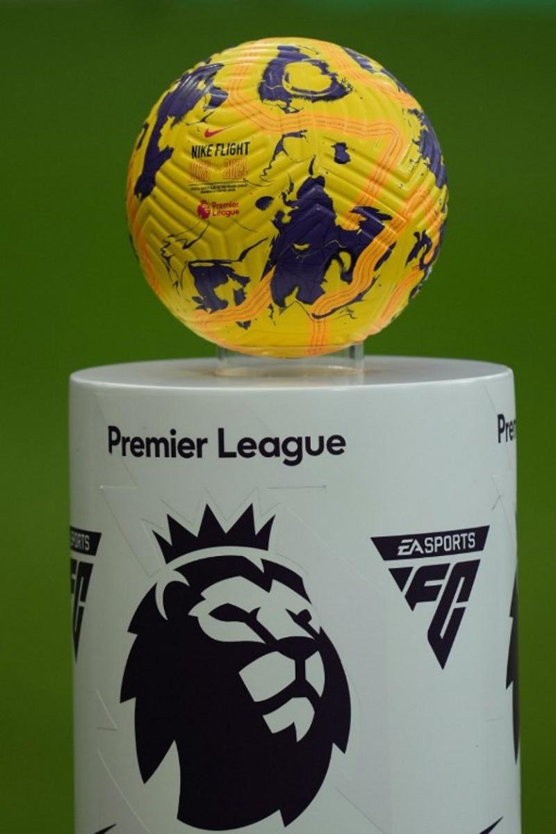 The match ball is positioned for the referee to take ahead of the English Premier League football match between Newcastle United and Fulham at St James' Park in Newcastle-upon-Tyne, north east England on December 16, 2023. ANDY BUCHANAN / AFP