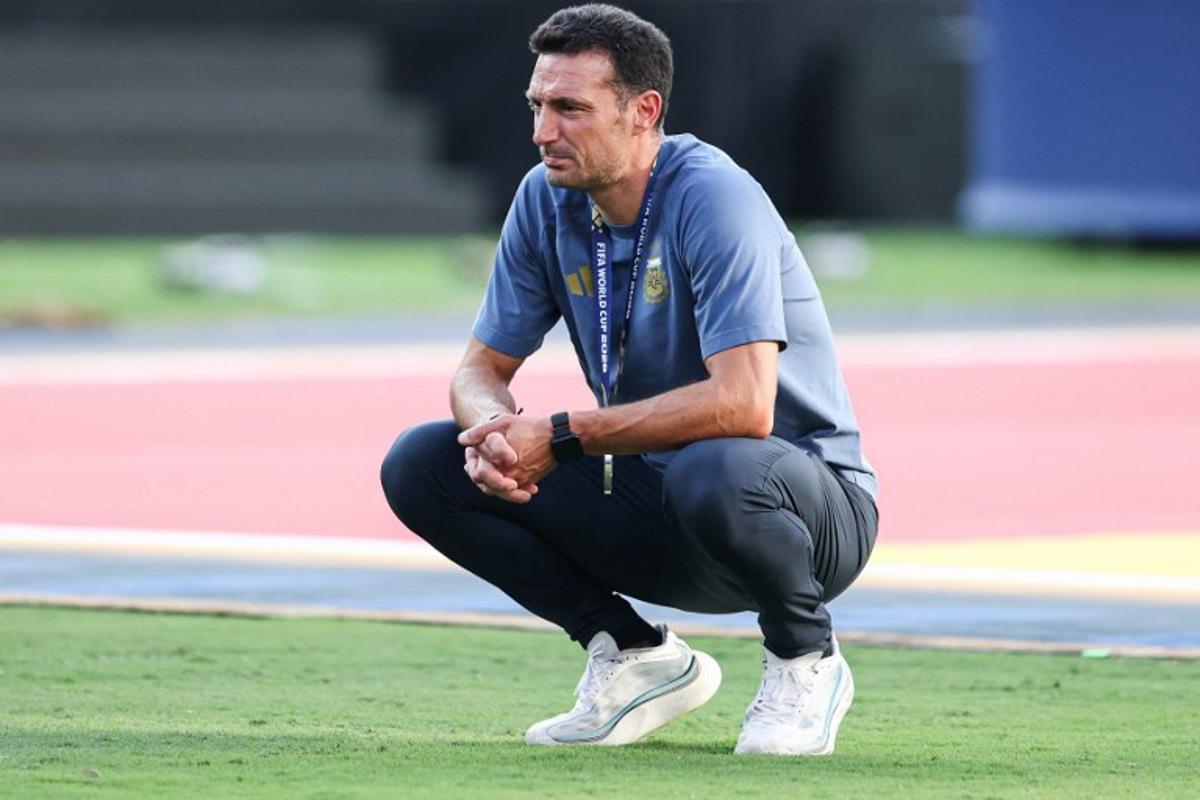 Argentina's head coach Lionel Scaloni reacts after losing the 2026 World Cup football tournament final match between Spain and Argentina at the New York/New Jersey Stadium in East Rutherford on July 19, 2026. PATRICIA DE MELO MOREIRA / AFP