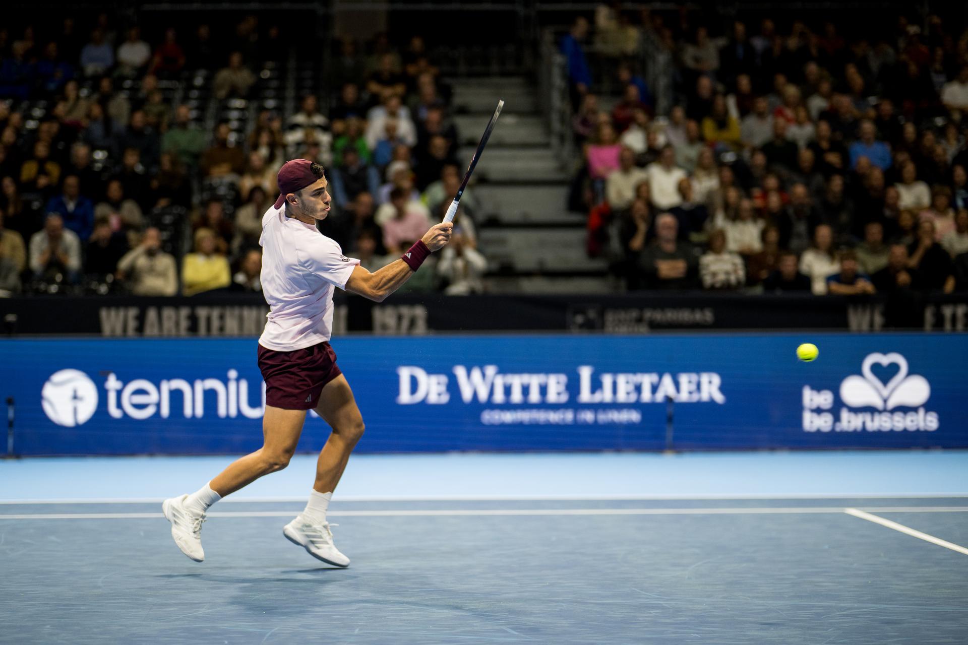 Francisco Cerundolo of Argentina pictured in action during the European Open ATP tennis tournament in Brussels, on Friday 23 October 2026. This year's edition of the tournament is taking place from 17 to 25 October BELGA PHOTO JASPER JACOBS