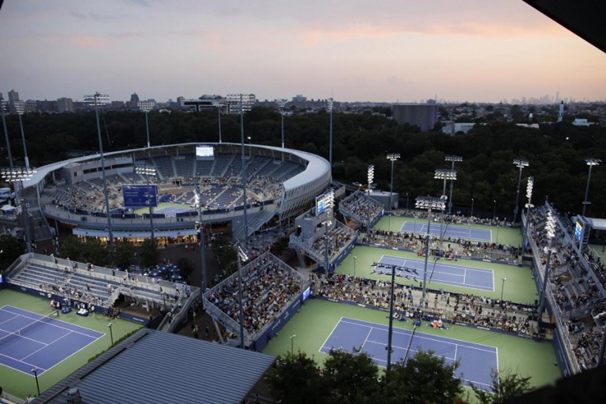 View of the courts on day one of the US Open tennis tournament at the USTA Billie Jean King National Tennis Center in New York City, on August 26, 2024. KENA BETANCUR / AFP