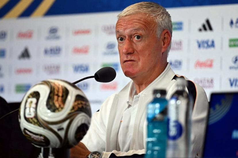 France's head coach Didier Deschamps gives a MD-1 press conference on the eve of the 2026 World Cup football tournament third-place match between France and England at the Miami Stadium in Miami on July 17, 2026. CHANDAN KHANNA / AFP