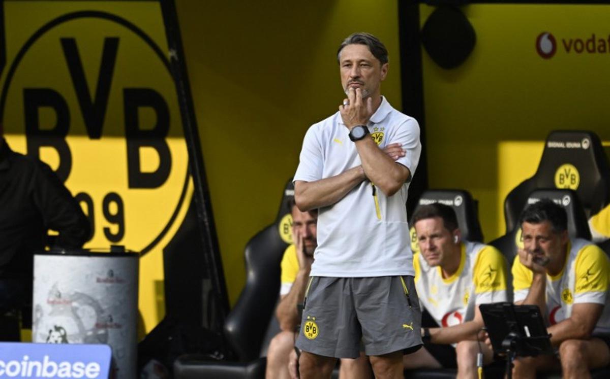 ortmund's Croatian head coach Niko Kovac reacts during a friendly football match between BVB Borussia Dortmund and Juventus in Dortmund, western Germany, on August 10, 2025. Ina FASSBENDER / AFP