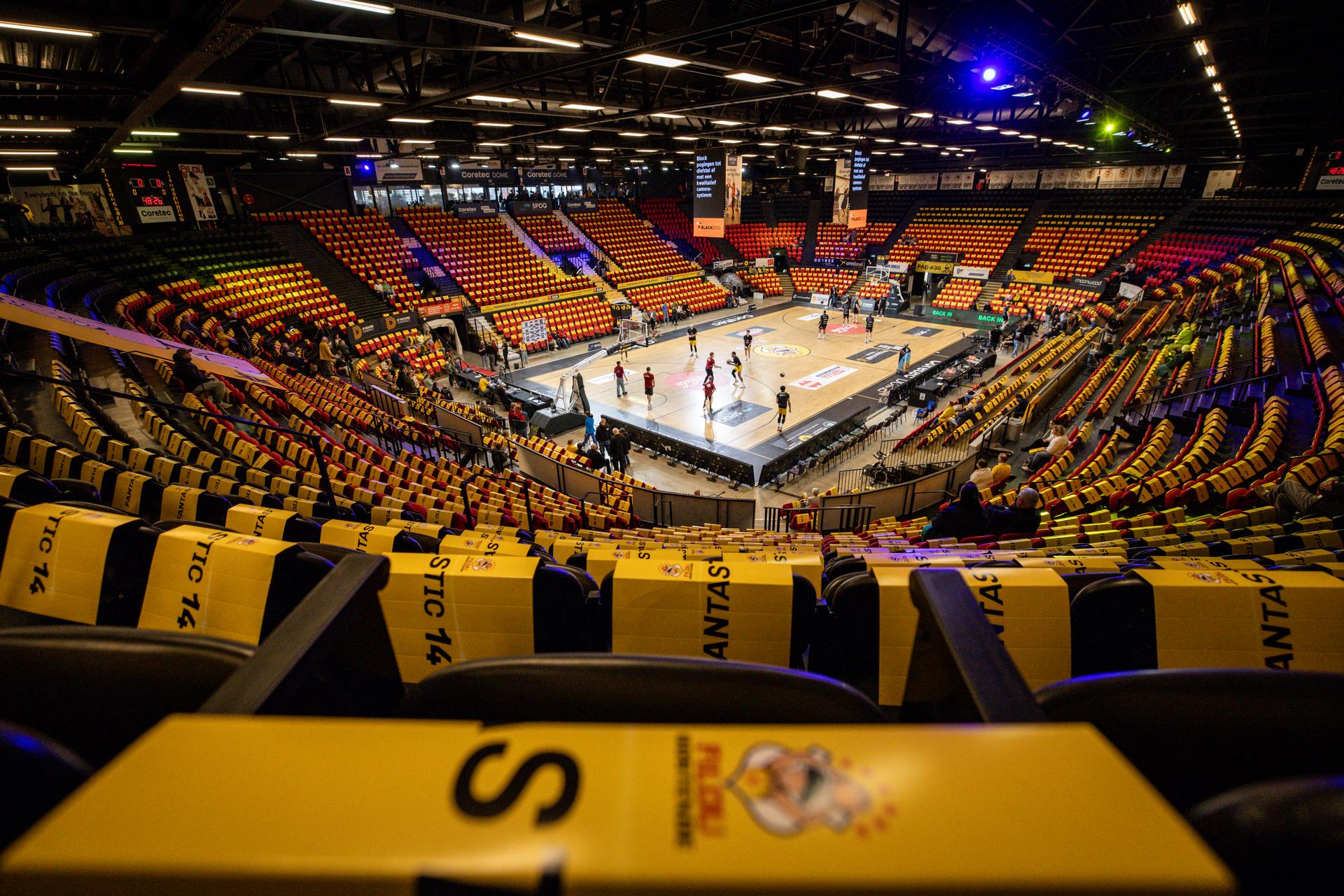 illustration picture shows the coretec dome before a basketball match between BC Oostende and Spurs Kortrijk, Thursday 22 May 2025 in Oostende, the second leg of the best-of-5 semi-finals in the playoffs of the 'BNXT League' Belgian/ Dutch first division basket championship. BELGA PHOTO DAVID PINTENS