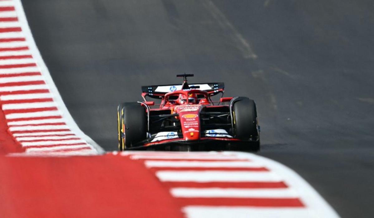 Ferrari's Monegasque driver Charles Leclerc races during the United States Formula One Grand Prix at the Circuit of the Americas in Austin, Texas, on October 20, 2024. ANGELA WEISS / AFP