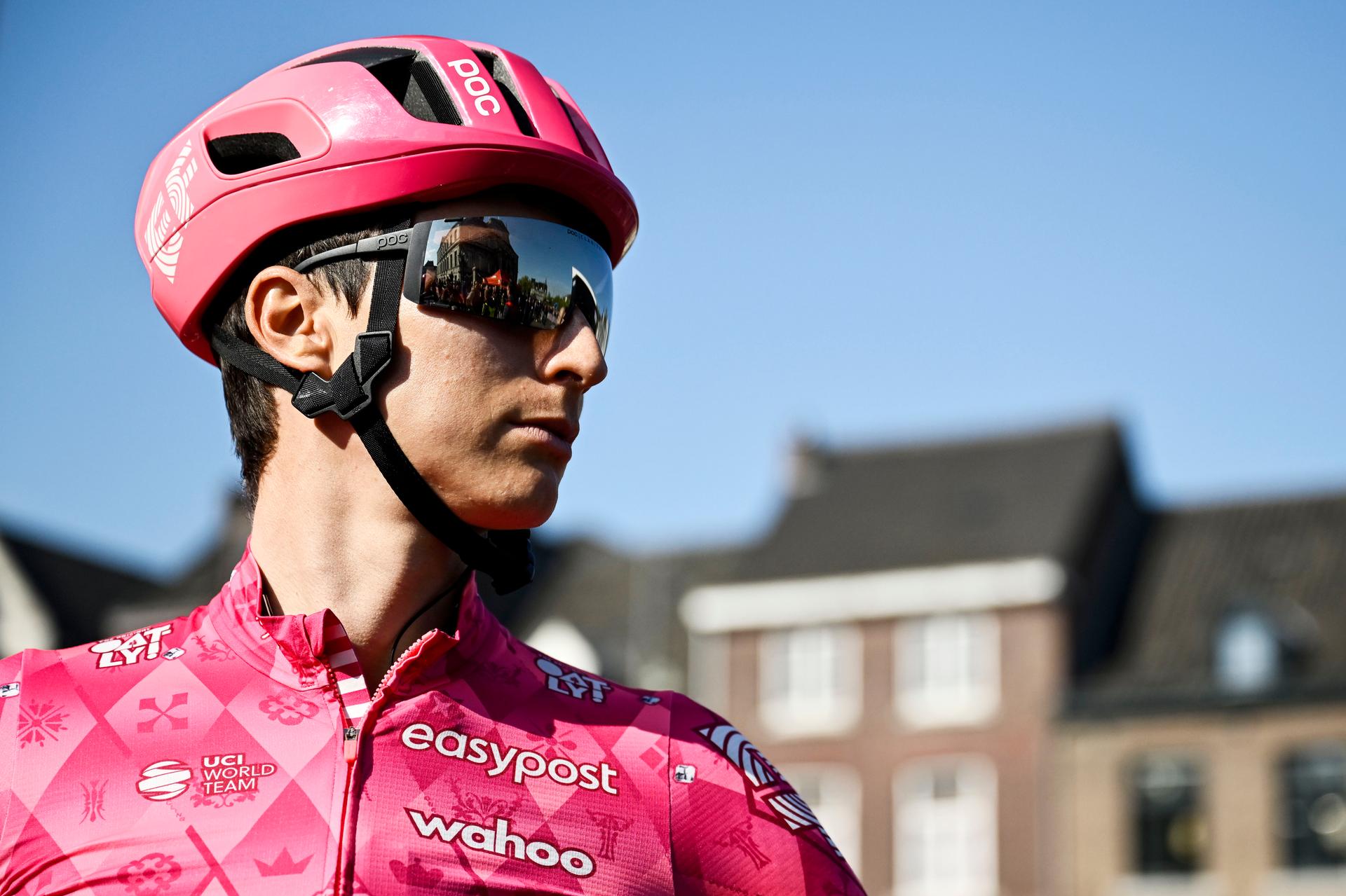 American Neilson Powless of EF Education-EasyPost pictured at the start of the men elite 'Amstel Gold Race' one day cycling race, 255,9 km from Maastricht to Valkenburg, The Netherlands, Sunday 20 April 2025. BELGA PHOTO DIRK WAEM