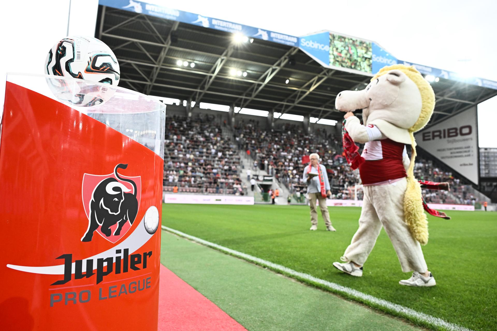 The mascot pictured during a soccer match between Zulte Waregem and KV Mechelen, Saturday 26 July 2025 in Waregem, on day 1 of the 2025-2026 'Jupiler Pro League' first division of the Belgian championship. BELGA PHOTO MAARTEN STRAETEMANS