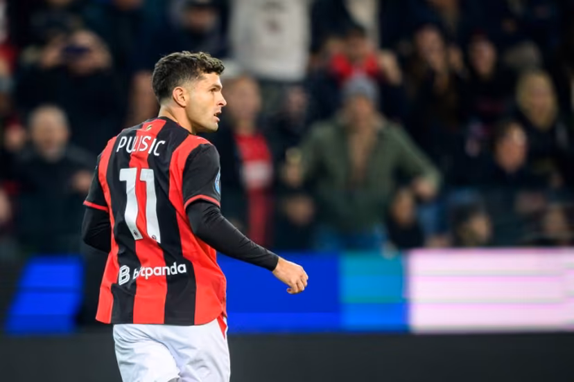 AC Milan's US forward #11 Christian Pulisic celebrates after scoring a goal during the Italian Serie A football match between Udinese and Milan AC at the Friuli Stadium in Udine on October 25, 2026. Jure Makovec / AFP